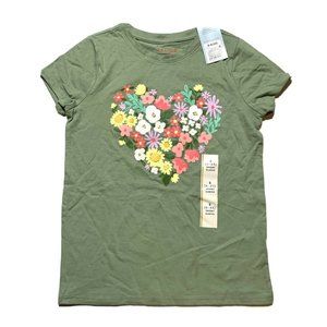 Girls Short Sleeve Floral Heart Graphic T-Shirt S